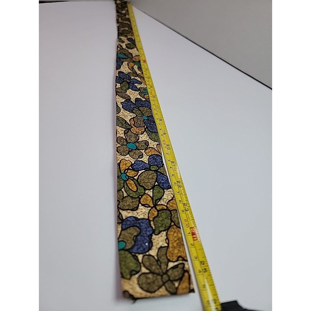 Hawaii Ernst Batik Floral Necktie Skinny Tie Blue Green Gold Abstract Flower - Picture 3 of 10